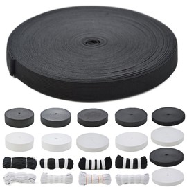 Roban Fashion 25 metres, white, black rubber band, width 5, 10, 12, 15, 20, 25, 30, 35, 40, 45, 50 mm.
