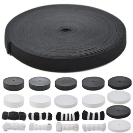 Roban Fashion 25 metres, white, black rubber band, width 5, 10, 12, 15, 20, 25, 30, 35, 40, 45, 50 mm.