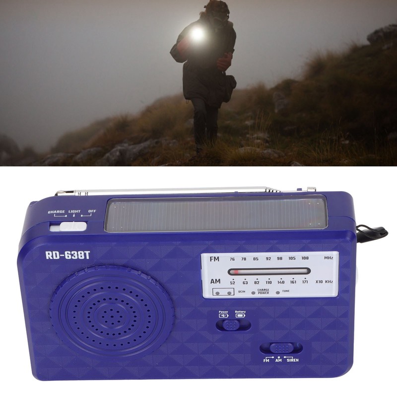 RD‑638T Hand Crank Flashlight Radio Multifunctional Portable Solar Emergency Weather