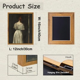 KBKBART Vintage Wall Art Home Decor, Framed Canvas Wall Art Seventeenth Century Lady by William Merritt Chase Classical Women Painting Picture, Vintage European Portrait Painting for Bedroom Bathroom Decor Wall Art(12"x16")