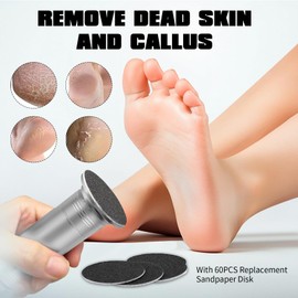 Electric Foot File Feet Hard Skin Remover Professional Foot File Electric with 60 Sandpaper Discs for Hard Skin Remover Dry Dead Skin Cracked Heels Calluses