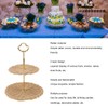 2 Tier Rattan Serving Standing Trays Round Woven Bread Fruit