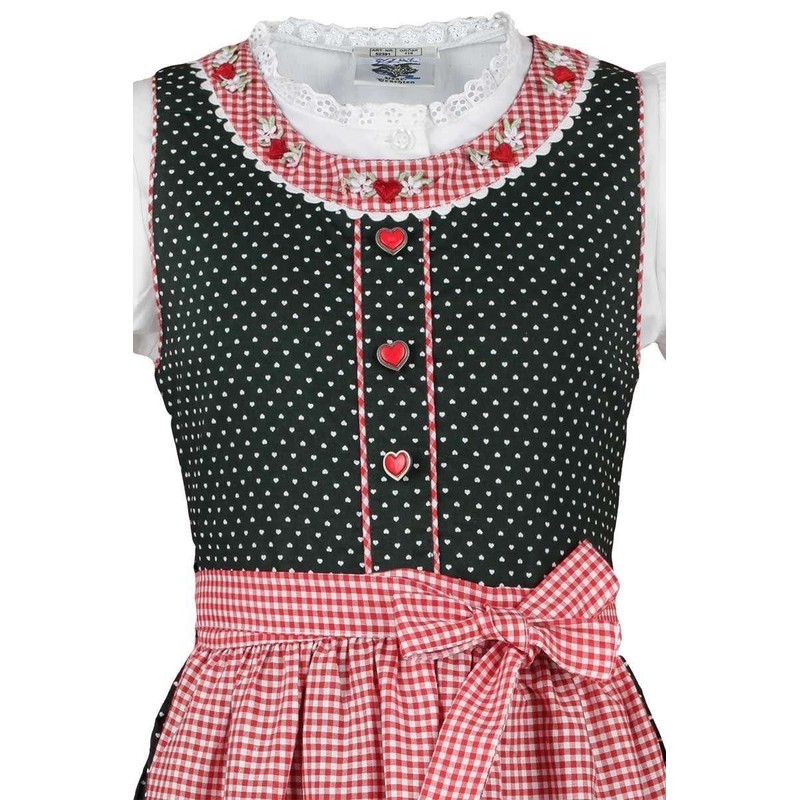 Isar-Trachten Girls' Dirndl Green with Blouse, Green, 80, Green