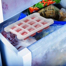Relaxdays Ice Cube Tray Set, 4 Ice Cube Trays, BPA Free, Container and Lid, 48 Ice Cubes, Plastic, Transparent