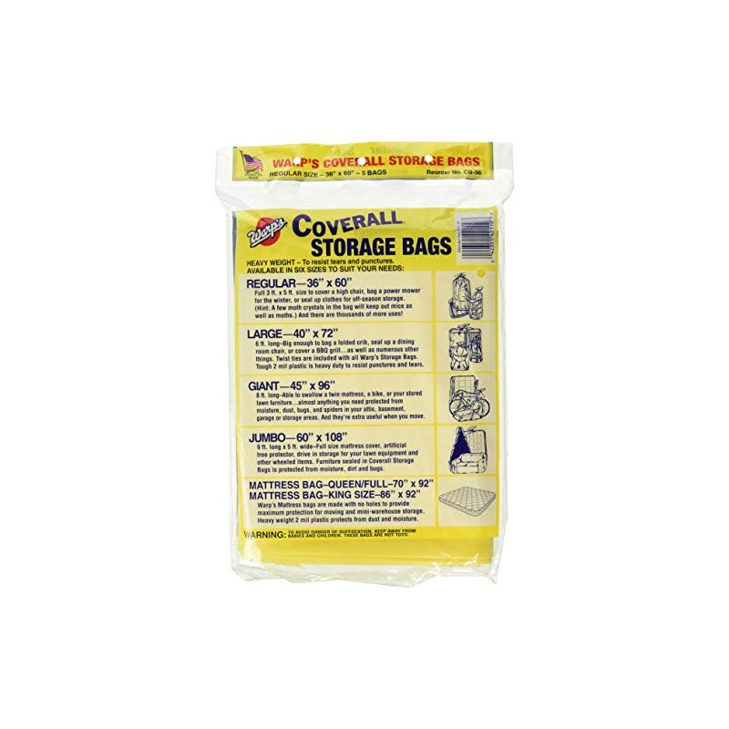 Warp Brothers CB-36 Banana, 5-36"x60" Regular Storage Bags, Multicolor, 5