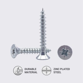 Pack of 200 Galvanised Steel 5.0 x 35 mm Wood Screws Chipboard Screws Universal Pozi Drive Screw PZ Full Thread Pozidriv Countersunk Head (200, 5.0 x 35 mm)
