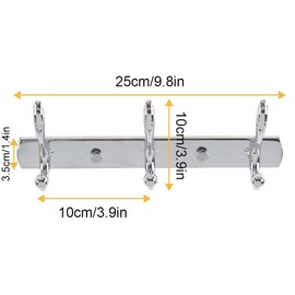ASelected Stainless Steel Wall Mounted 3 Double Hook Hanger Rail Rack for Coat Hat Clothes Robe Towel Hook Heavy Duty Hanger Rack Holder