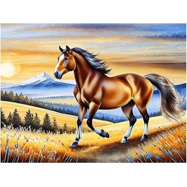 Majestic Horse Pattern A981 Accent Tile Mural Kitchen Bathroom Wall Backsplash Behind Stove Range Sink Splashback One Tile 8"x6" Ceramic, Glossy