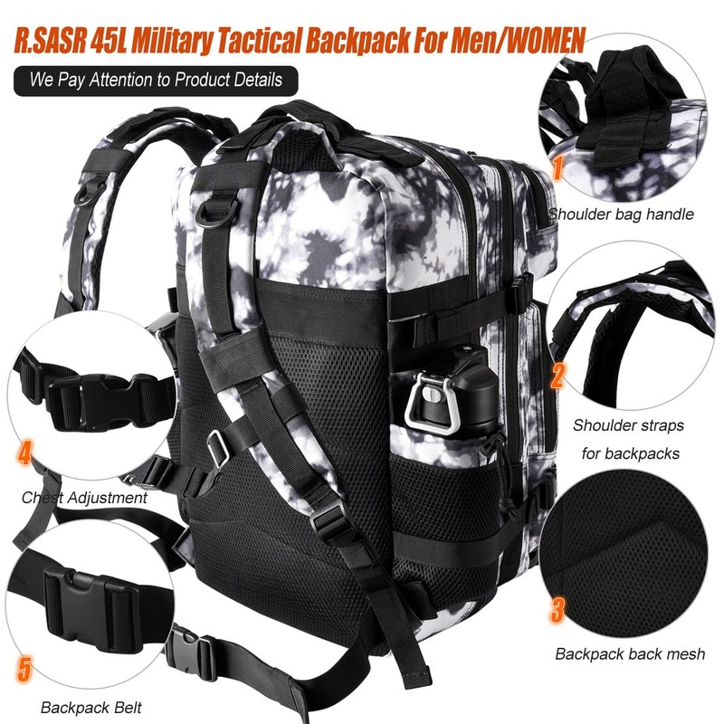 R.SASR Military Tactical Backpack 45L Large Tactical Backpack for Men,