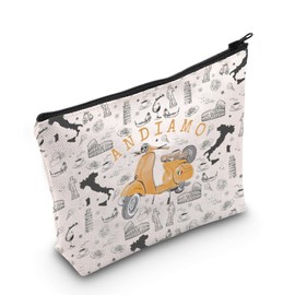 WCGXKO Italy Rome Travel Gift Italy Travel Trip Gift Andiamo Makeup Bag Italian Theme Gift Italy Bachelorette Gift (Andiamo Bag), CA004