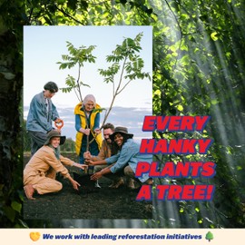 The Hanky That Plants a Tree, Organic Cotton Handkerchief, Embroidered Ladybug Emoji, Special Korean Handkerchief Dobby Weave, Made in Korea