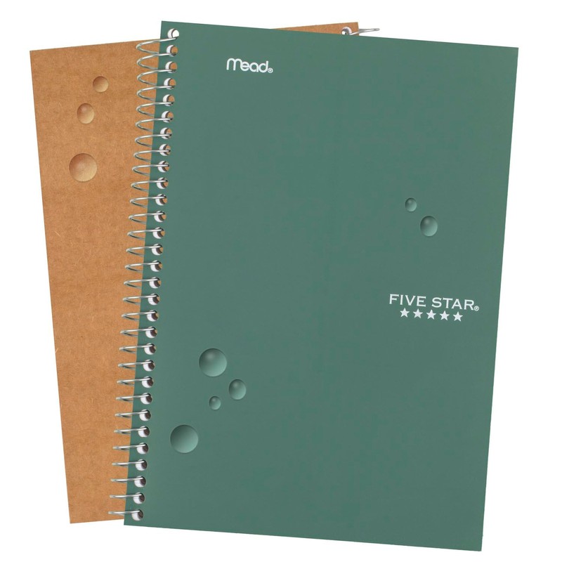 Five Star Spiral Notebook, 2 Subject, College Ruled, 9 1/2"