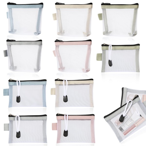 PYSEOSISE Mini Netztaschen mit Reißverschluss, 10 Stück Mesh Reißverschluss Beutel,