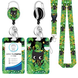 Id Badge Holder with Lanyard,Cute Badge Holder with Retractable Reel Clip,Work Name Tag Lanyard Vertical ID Card Protector Case for Women Nurse Nursing Doctor Teacher Student (Cartoon Cat)