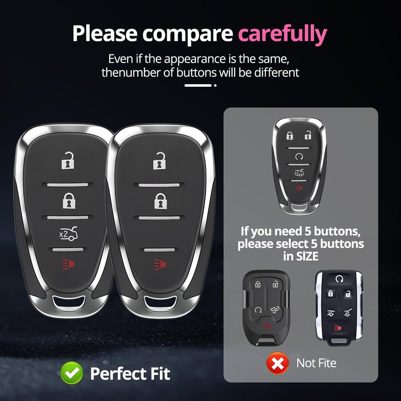 QfungYe For Chevy Key Fob Cover with Keychain.No Screws Required