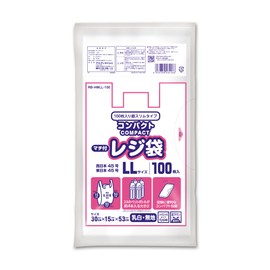 Ordiy RB-HWLL-100 Plastic Bags with Gusset, Milky White, LL, 100 Pieces, West Japan No. 45, East Japan No. 45, Size to Hold Approximately 4 2L Plastic Bottles, Compact Package for Easy Storage, Trash Bag with Removal,