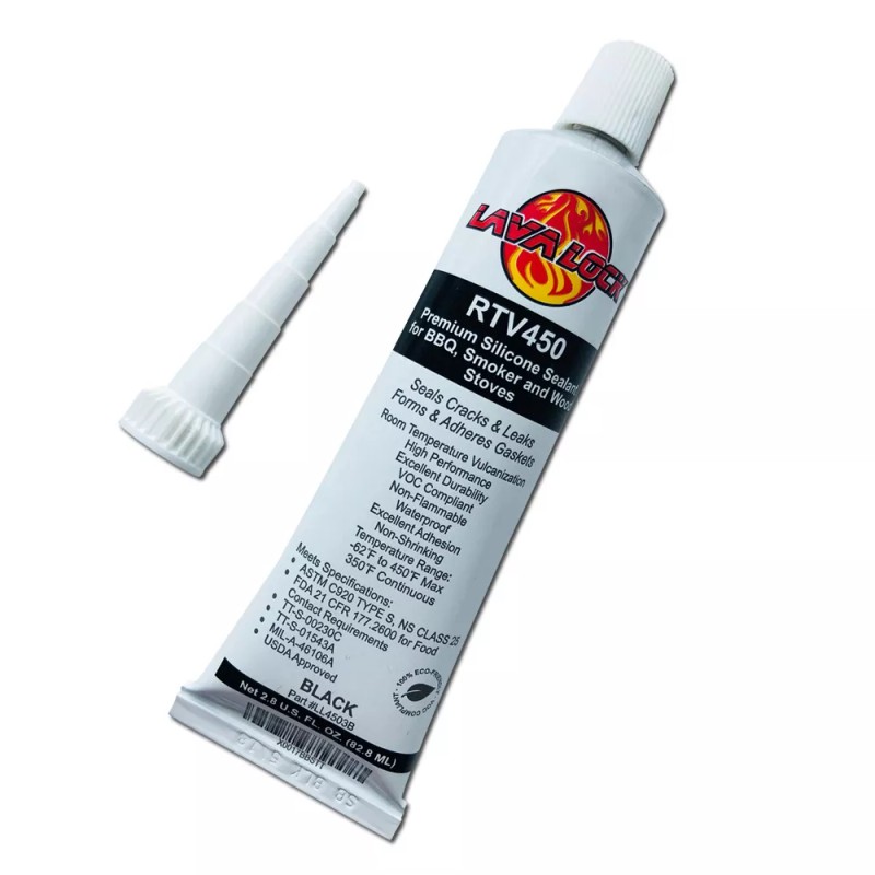 LavaLock® BBQ BLACK RTV Hi Temp Smoker Silicon Sealer Gasket