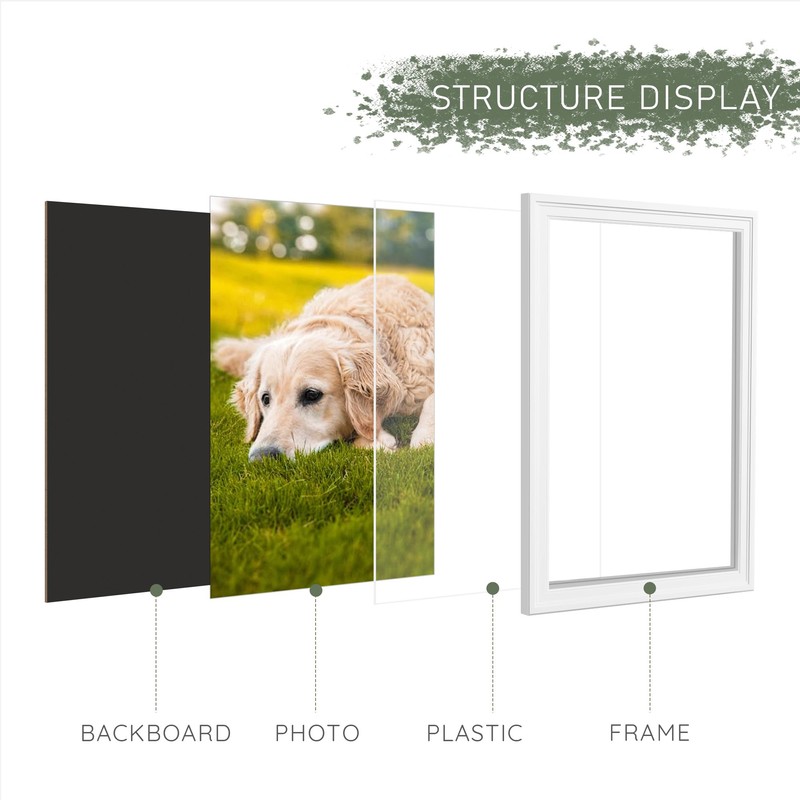 Solid Wood 24x36 Poster Frame, White for Wall Mounting Display.