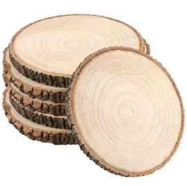 MUKLEI 6 Pack 8-9 Inch Wood Slices, Unfinished Natural Wood Slices with Tree Bark, Round Wood Slices for Wedding,Table Centerpieces,Décor,Crafts, Parties, DIY Projects