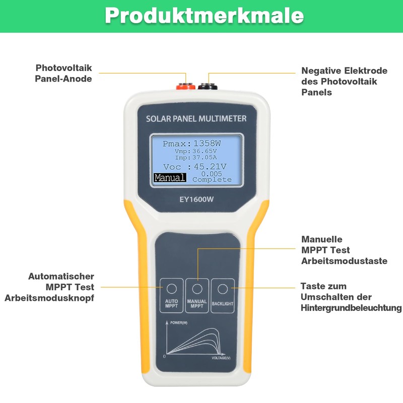 BuyWeek 1600 W Photovoltaic Solar Panel Tester Solar Panel Multimeter