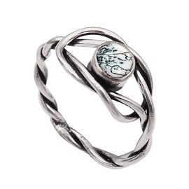 JEWELSTREZORO Dendrit-Opal Edelstein 925 Sterling Silber Band Ring Herren & Damen Geschenkartikel Handgefertigter Schmuck TSR1002CI_24 (70 (22.3))