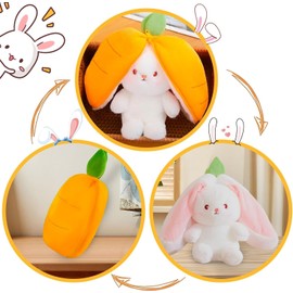 Hirsrian Soft Cuddly Toy Rabbit, Transformable Rabbit Toy, Gift Idea for the Easter Nest (Orange)