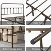 Topeakmart Queen Size Victorian Style Metal Bed Frame with Headboard/Mattress