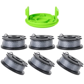 Compatible with Greenworks 24V12'' and 40V13'' String Trimmer, Replacement Spool for Greenworks 0.065" Single Line Auto-Feed String Trimmer Spool + Cover Cap (6 Spools, 1 Cap)