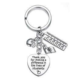 Waeceip Teacher Gifts for Women Teacher Appreciation Gift Teacher Keychain Teacher's Day Thank You Gifts Graduation Keychain Birthday Gift (Thank you for making students)