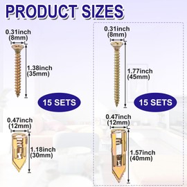 Axicvloes 60 Pcs Self-Drilling Anchors, Heavy Duty Screw Anchors Kit, Zinc Plated Anchors and Screws No Drill Holes (2 Sizes)