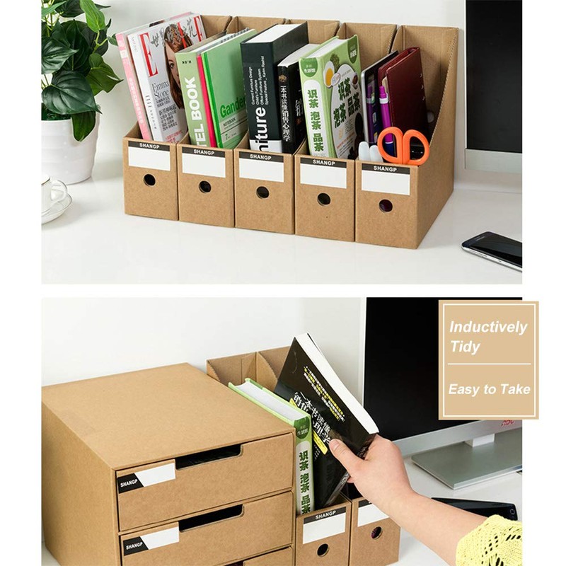File Magazine Holder, 5 Pack Waterproof Desktop Storage Box A4