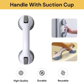 EZONEDEAL Suction Grab Bar Portable Shower Suction Handle Bar Support Safety Grip Grab Bathtub Handle with Strong Hold Suction Cup Fitting and Rapid Release for Bathroom, Children and Elderly