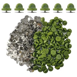 Ruidee 200 Pcs/100 Pairs Tie Tack Pin Backs with Blank Pins, Binding Staple Clutch Butterfly Rubber Bolts Back Holder Reinstallation (Green)