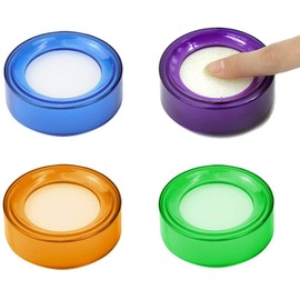 LATRAT Pack of 4 Sponge Steam Pads, Plastic 7 cm Diameter Finger Wet Sponge for Money Cashiers, Random Colour