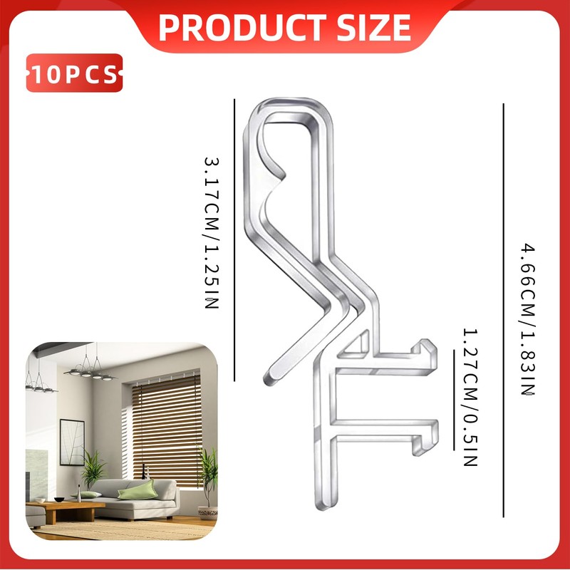 10PCS Clear Plastic Valance Clips for Horizontal Mini Wood Blinds