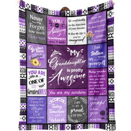 SECOGM Granddaughter Gifts from Grandma Grandpa - Granddaughter Gifts, Gifts for Granddaughter, Christmas Graduation Birthday Gifts for Granddaughter, to My Granddaughter Blanket Gift Ideas 60”x50”