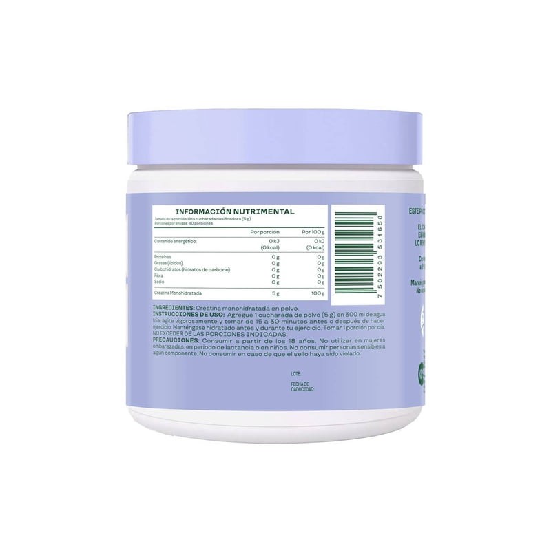 Suplemento alimenticio Bloom Creatina Monohidratada Bote con 200g de creatina