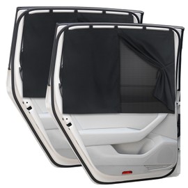 Car Window Shades, 2 PCS Magnetic Double Layer Auto Sun Shade for Side Windows Privacy Full Covers/Half Shade Options Back Car Window Curtains for Baby Protection