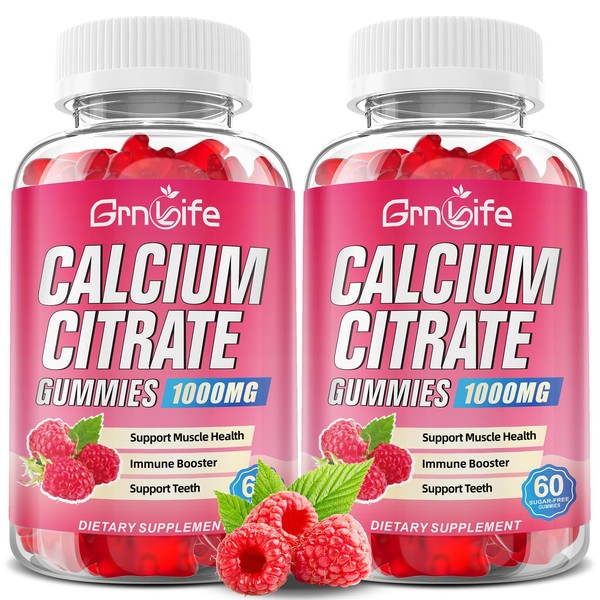 2 Pack Calcium Citrate Gummies, Sugar Free Calcium Citrate 1000mg