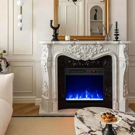 Tangkula 18 Inches Electric Fireplace, 5,000 BTU Fireplace Insert w/Remote Control, Crystal Stones, 3 Flame Colors & 5 Brightness, 0.5-9H Timer, Thermostat & Overheat Protection