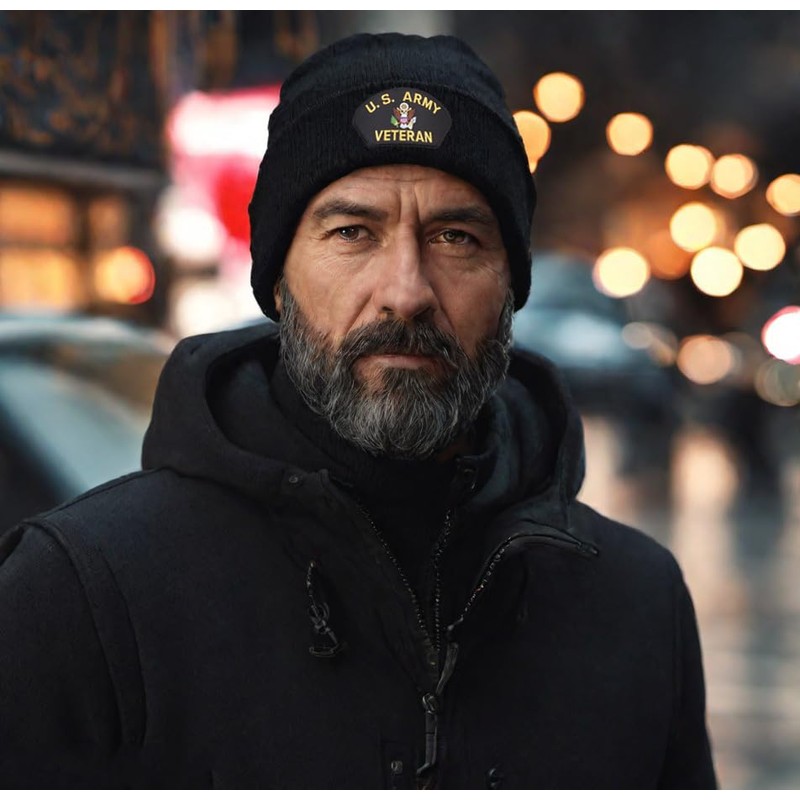 US Army Veteran Beanie Hat Vintage Military Warm Winter Cap,