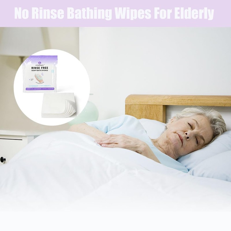 HYGIENJOY-21% Larger Rinse Free Bath Sponges for Adults-Disposable No Rinse