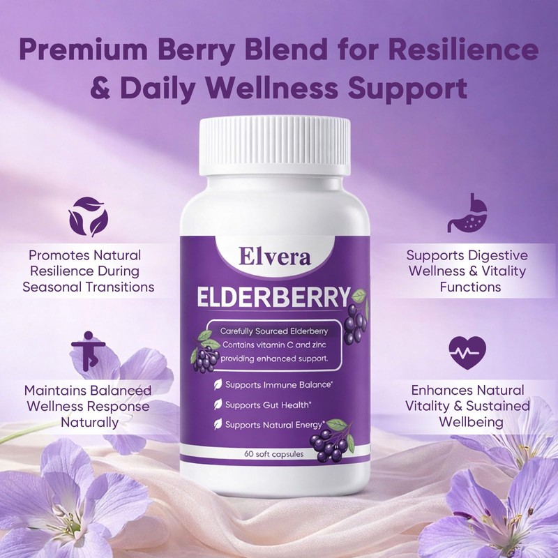 ELVERA Elderberry Gut Support | 1200mg Elderberry Extract, Vitamin C,