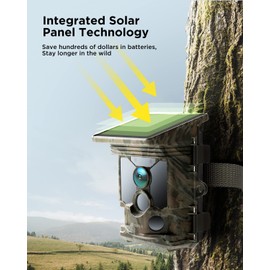 Solar Trail Cameras 4K 46MP, CEYOMUR WiFi Bluetooth Trail Camera with 120° Detection Angle Night Vision Motion Activated, Game Camera with IP66 Waterproof U3 32GB Micro SD Card for Wildlife Monitoring