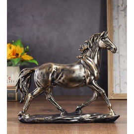 JXCBXJ Horse Resin Statue,Home Animal Decor,Horse Art Figurine Decorative Sculpture,for Home Office Decoration Gift.Copper.