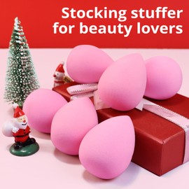 BEAKEY Super Soft Makeup Sponge Set of 6, Makeup Sponges for Foundation, Liquid, Cream and Powder, Pink Beauty Sponge for Blending, 0 Latex Blender