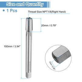 sourcing map Straight Flute Screw Taps NPT 1/8-27 2B Thread HSS6542 Machine Threading Milling Tap Tapping Tools, 3.94" Extra Long