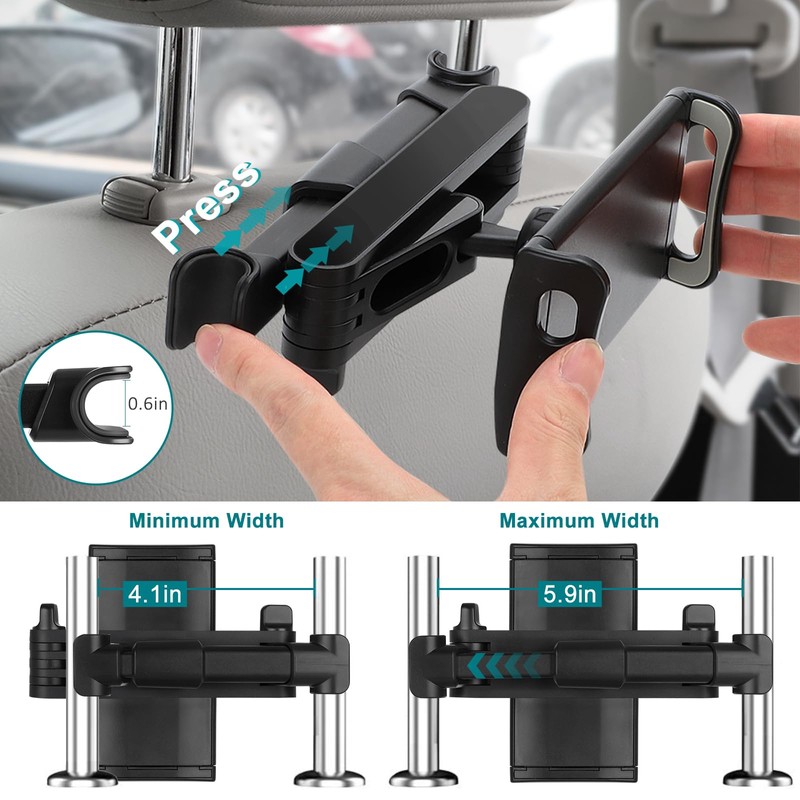 Linkstyle Tablet Holder Car Headrest, Universal 360° Rotation Phone Headrest