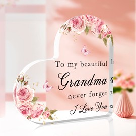 Mothers Day Gifts For Grandma Gifts For Grandma Grandmother Gifts From Grandkids Heart Shaped Acrylic Plaque Grandmothers Day Gifts Birthday Presents For Grandma Gifts From Grandson Christmas Gifts