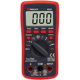 Triplett MM350 True RMS 4000 Count Manual Ranging Digital Multimeter - AC/DC Voltage, AC/DC Current, Resistance, Temperature, Diode, Continuity